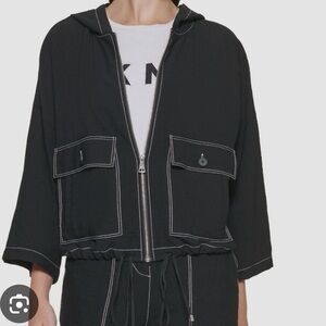 DKNY Black Utility Jacket with Hood